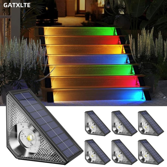 GATXLTE 6 packs LED Solar Step lights Warm RGB Solar Outdoor Lights Waterproof Outdoor Stair Lights Outdoor Garden Lights Solar Lamp Outdoor