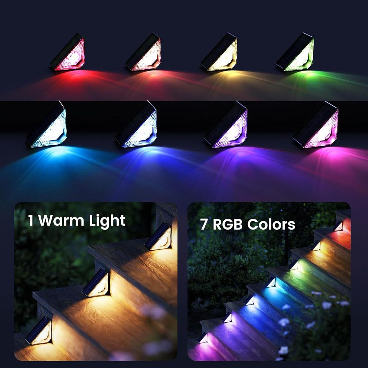 GATXLTE 6 packs LED Solar Step lights Warm RGB Solar Outdoor Lights Waterproof Outdoor Stair Lights Outdoor Garden Lights Solar Lamp Outdoor