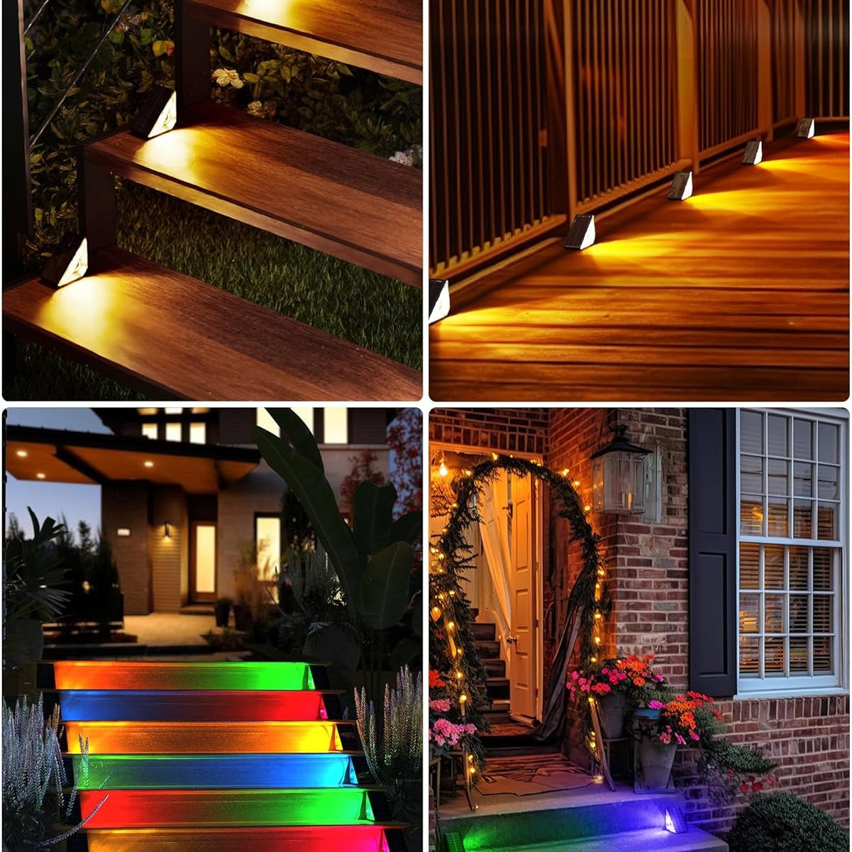 GATXLTE 6 packs LED Solar Step lights Warm RGB Solar Outdoor Lights Waterproof Outdoor Stair Lights Outdoor Garden Lights Solar Lamp Outdoor